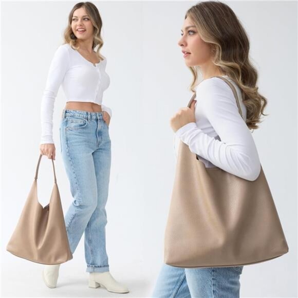 Hobo Bags Soft Vegan Leather khaki - Picture 2 of 6